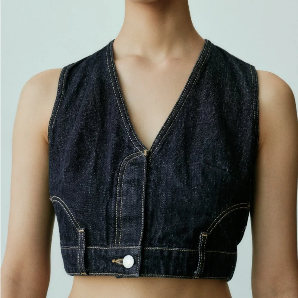 NEW! Zara Dark Denim TRF Vest Size XL - Picture 1 of 13
